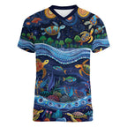 Australian Landscapes Women V-Neck T-Shirt Aboriginal Dreamtime Story