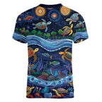 Australian Landscapes Women V-Neck T-Shirt Aboriginal Dreamtime Story