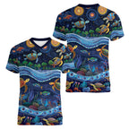 Australian Landscapes Women V-Neck T-Shirt Aboriginal Dreamtime Story