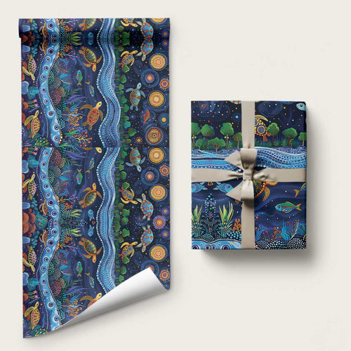 Australian Landscapes Wrapping Paper Aboriginal Dreamtime Story - Aussie Hoodie