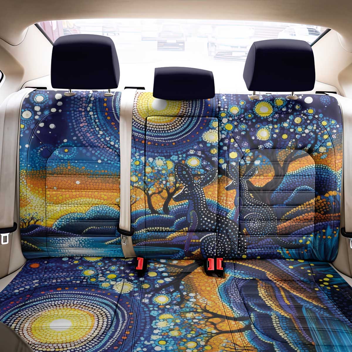 Australian Night Sky Landscape Back Car Seat Cover Aboriginal Dreamtime Story