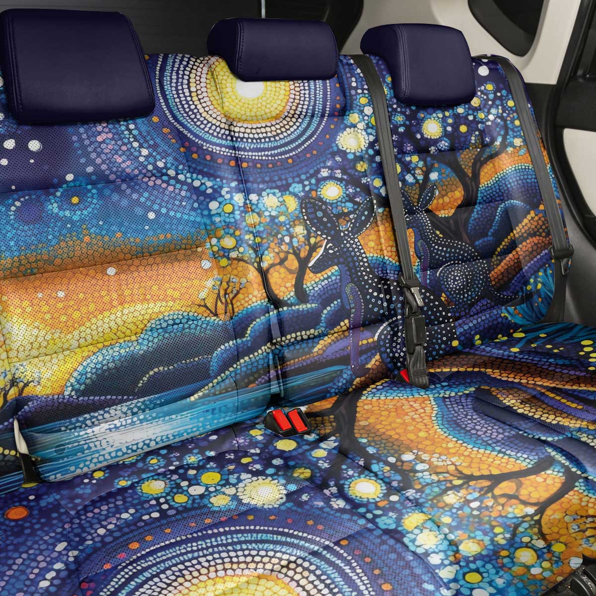 Australian Night Sky Landscape Back Car Seat Cover Aboriginal Dreamtime Story