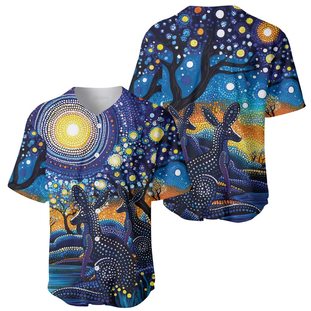 Australian Night Sky Landscape Baseball Jersey Aboriginal Dreamtime Story