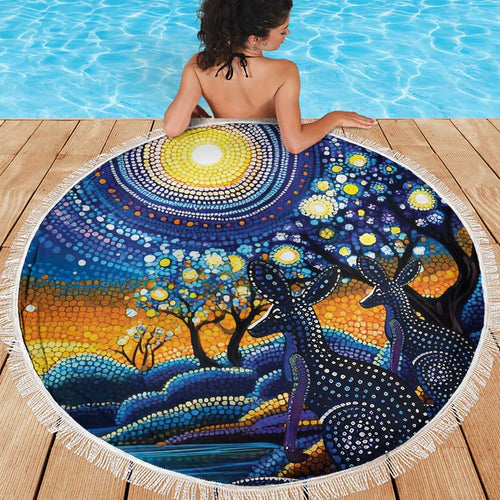 Australian Night Sky Landscape Beach Blanket Aboriginal Dreamtime Story