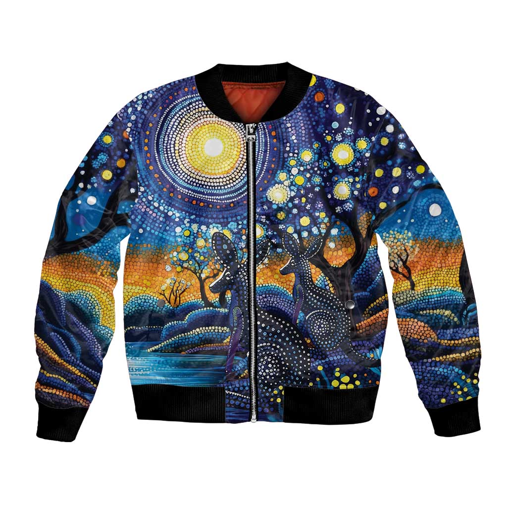 Australian Night Sky Landscape Bomber Jacket Aboriginal Dreamtime Story