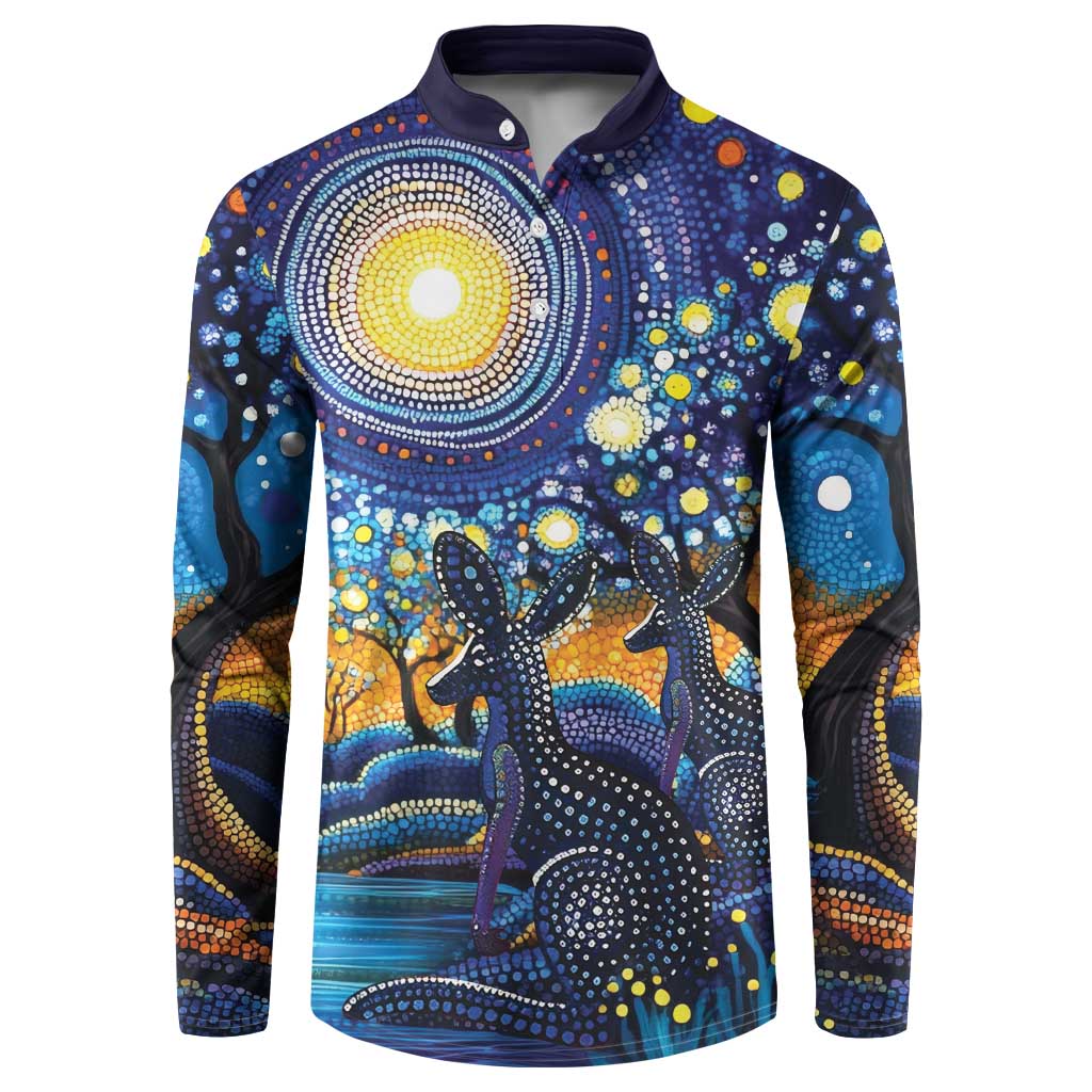 Australian Night Sky Landscape Button Sweatshirt Aboriginal Dreamtime Story
