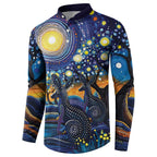 Australian Night Sky Landscape Button Sweatshirt Aboriginal Dreamtime Story