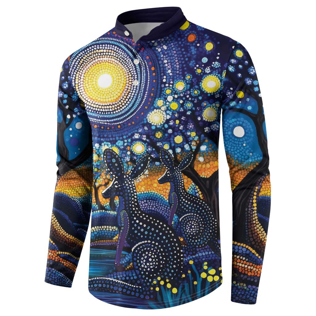 Australian Night Sky Landscape Button Sweatshirt Aboriginal Dreamtime Story