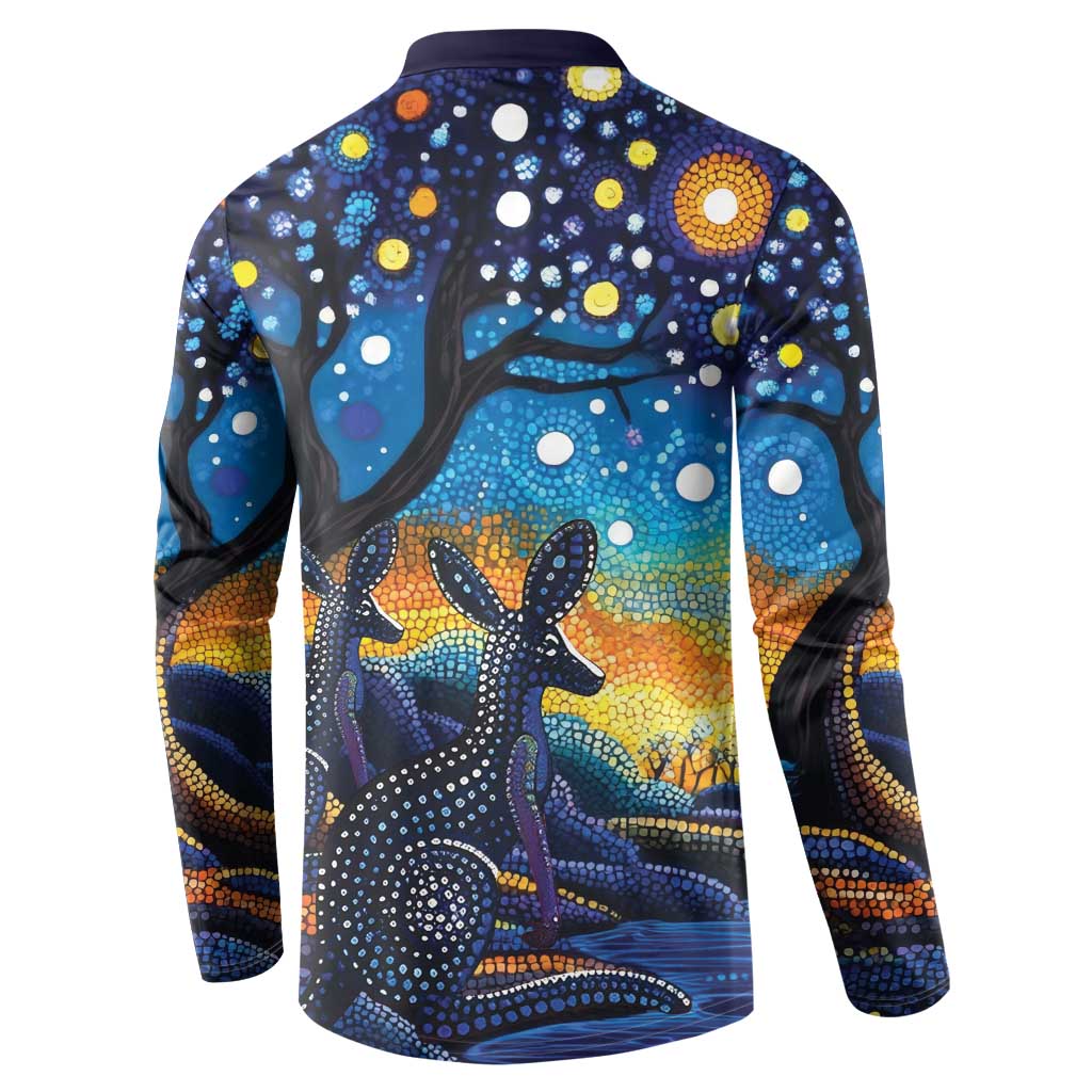 Australian Night Sky Landscape Button Sweatshirt Aboriginal Dreamtime Story