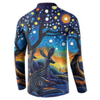 Australian Night Sky Landscape Button Sweatshirt Aboriginal Dreamtime Story