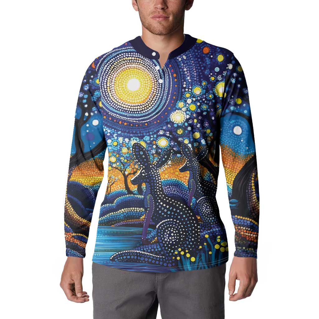 Australian Night Sky Landscape Button Sweatshirt Aboriginal Dreamtime Story