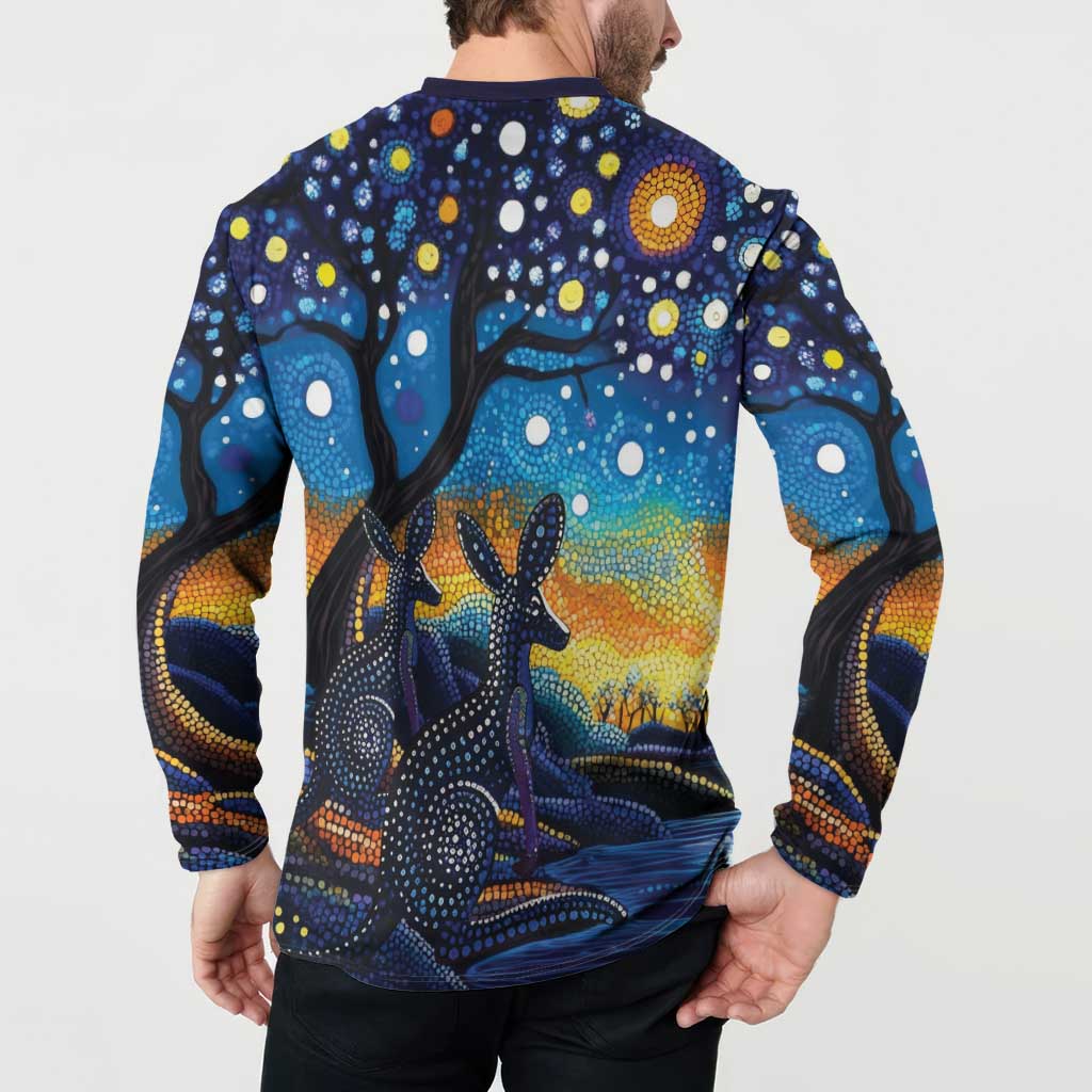 Australian Night Sky Landscape Button Sweatshirt Aboriginal Dreamtime Story