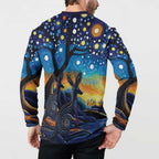 Australian Night Sky Landscape Button Sweatshirt Aboriginal Dreamtime Story