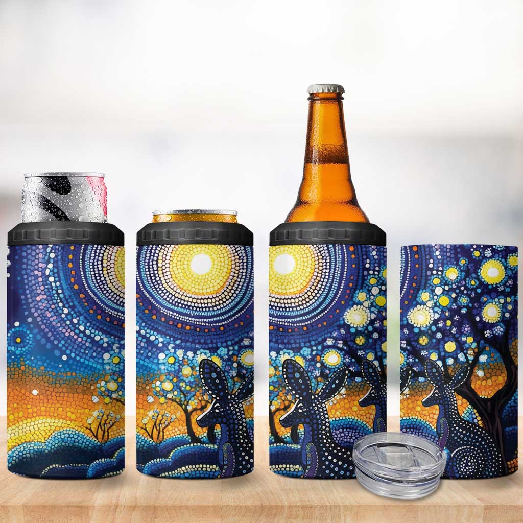 Australian Night Sky Landscape 4 in 1 Can Cooler Tumbler Aboriginal Dreamtime Story