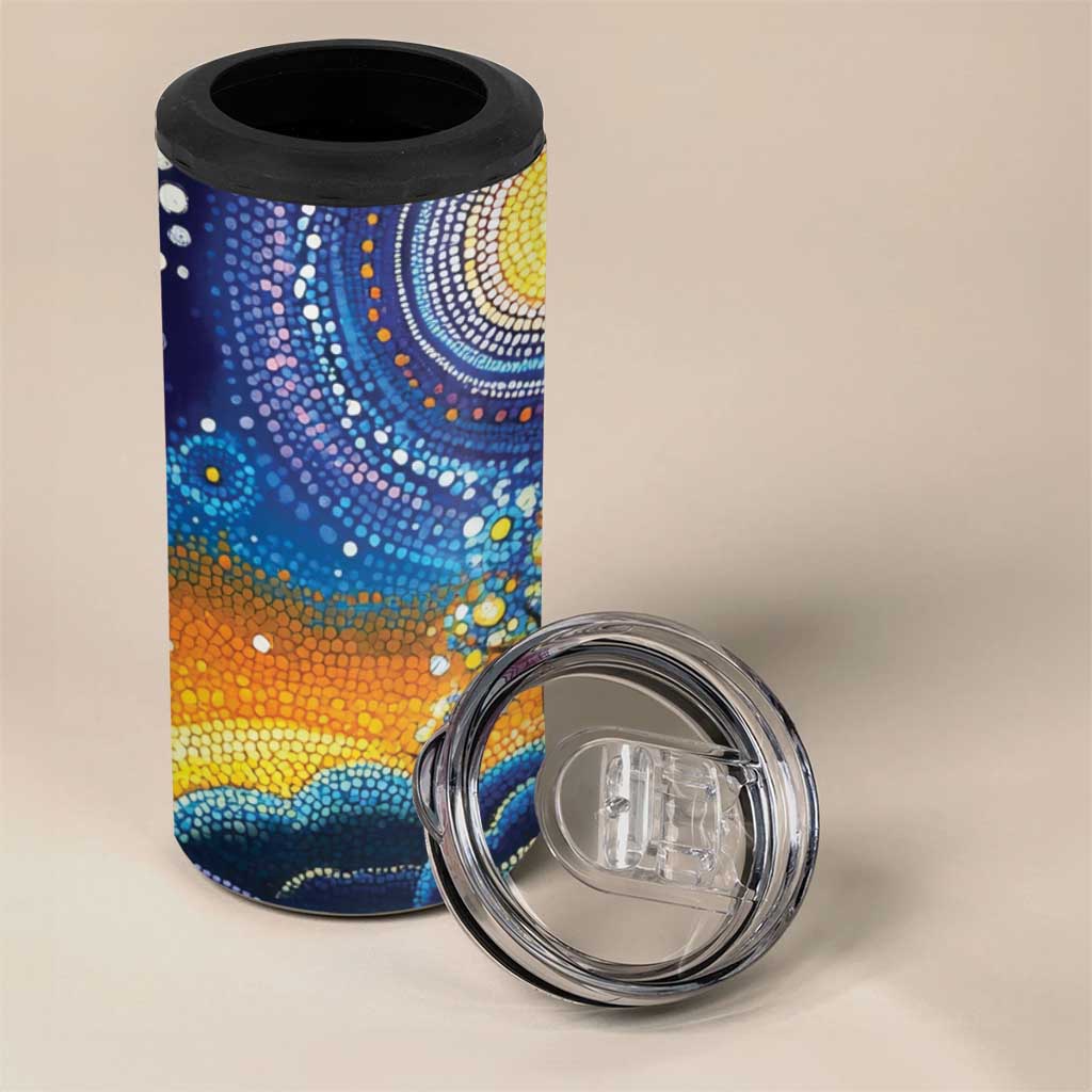 Australian Night Sky Landscape 4 in 1 Can Cooler Tumbler Aboriginal Dreamtime Story