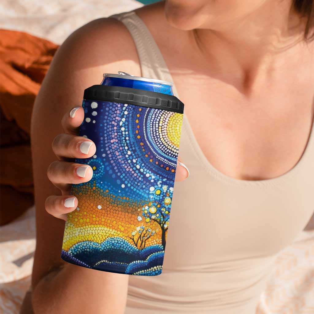 Australian Night Sky Landscape 4 in 1 Can Cooler Tumbler Aboriginal Dreamtime Story