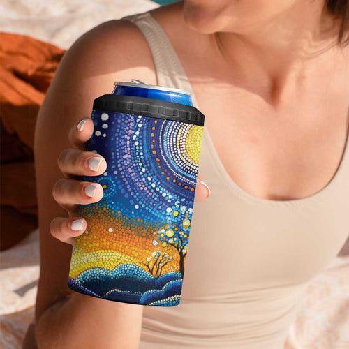 Australian Night Sky Landscape 4 in 1 Can Cooler Tumbler Aboriginal Dreamtime Story