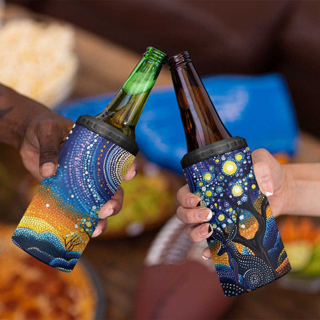 Australian Night Sky Landscape 4 in 1 Can Cooler Tumbler Aboriginal Dreamtime Story