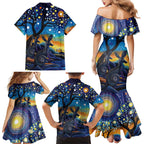 Australian Night Sky Landscape Family Matching Mermaid Dress and Hawaiian Shirt Aboriginal Dreamtime Story
