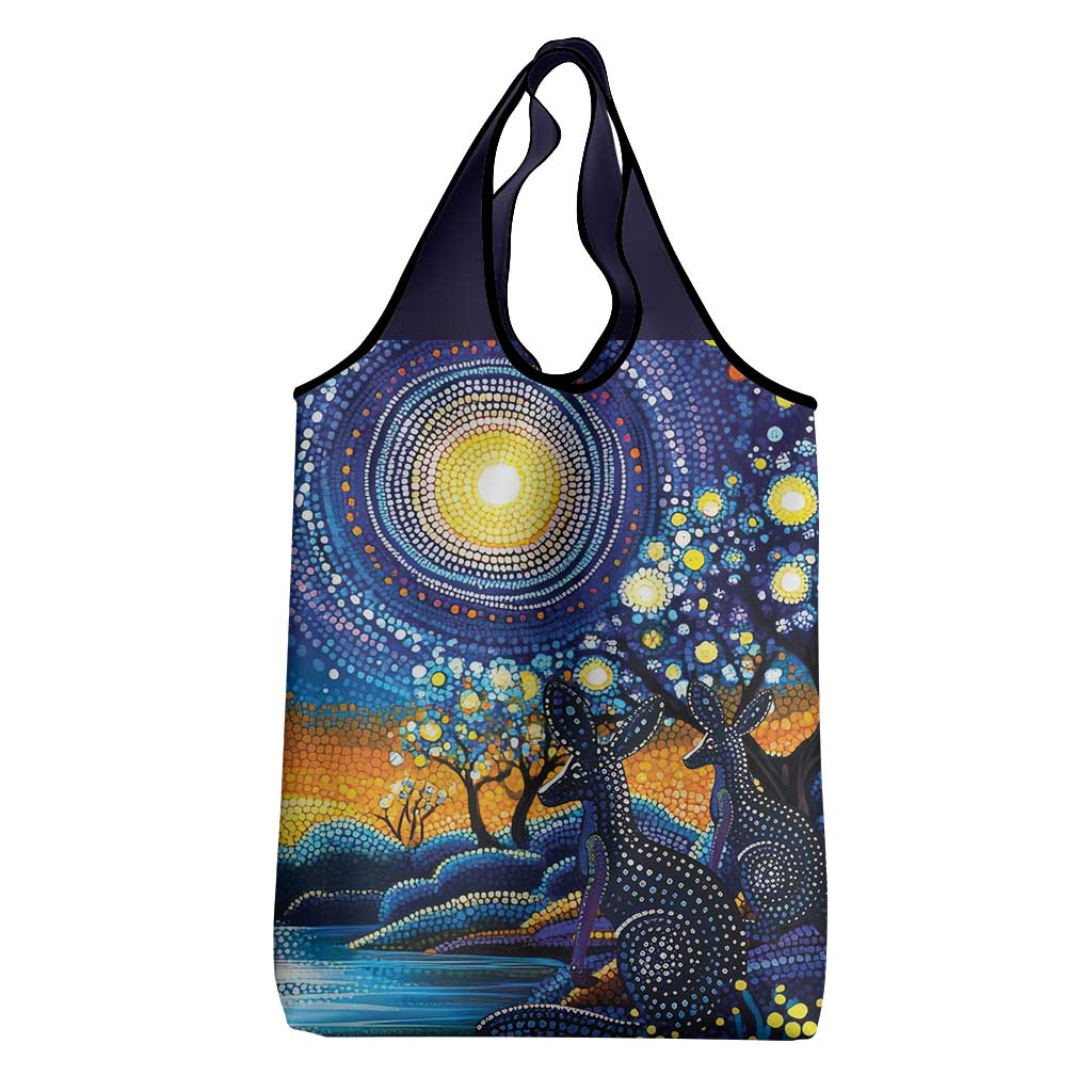 Australian Night Sky Landscape Grocery Bag Aboriginal Dreamtime Story