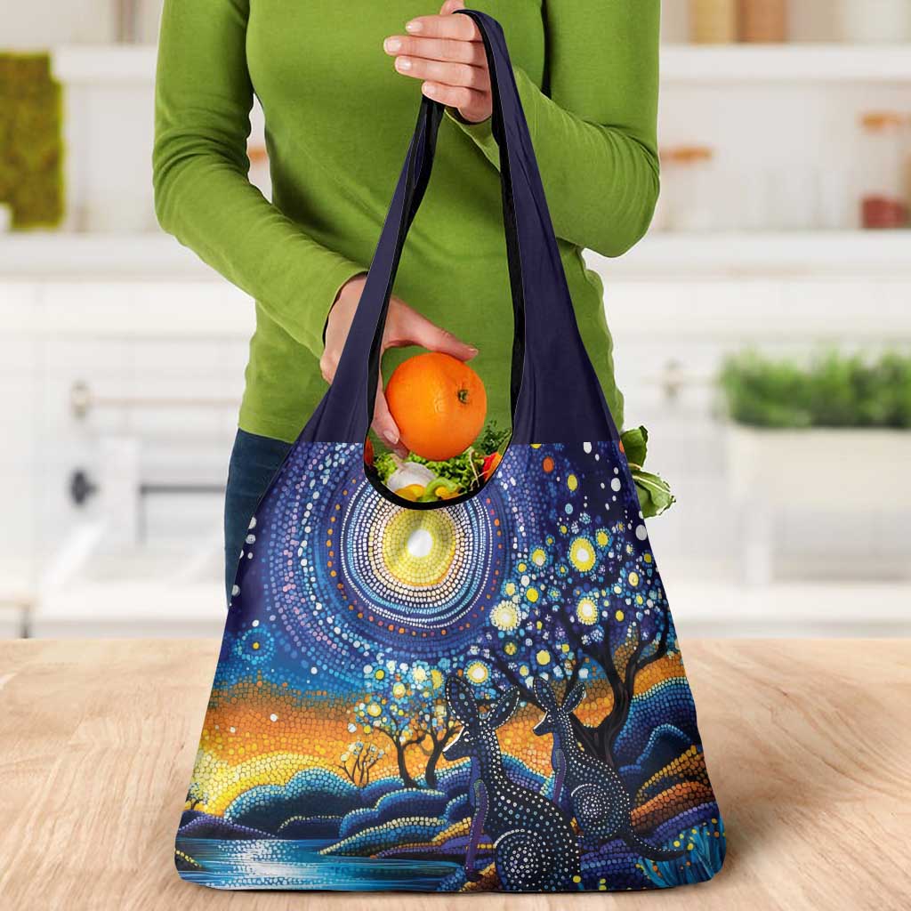 Australian Night Sky Landscape Grocery Bag Aboriginal Dreamtime Story