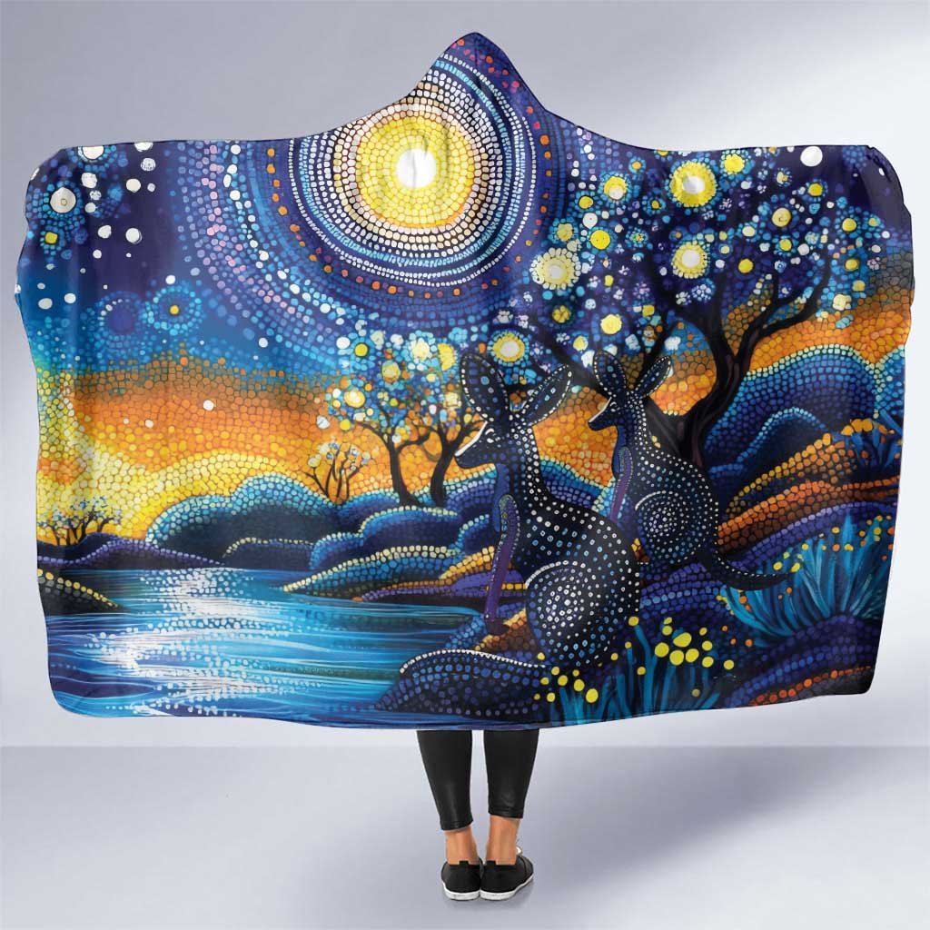 Australian Night Sky Landscape Hooded Blanket Aboriginal Dreamtime Story