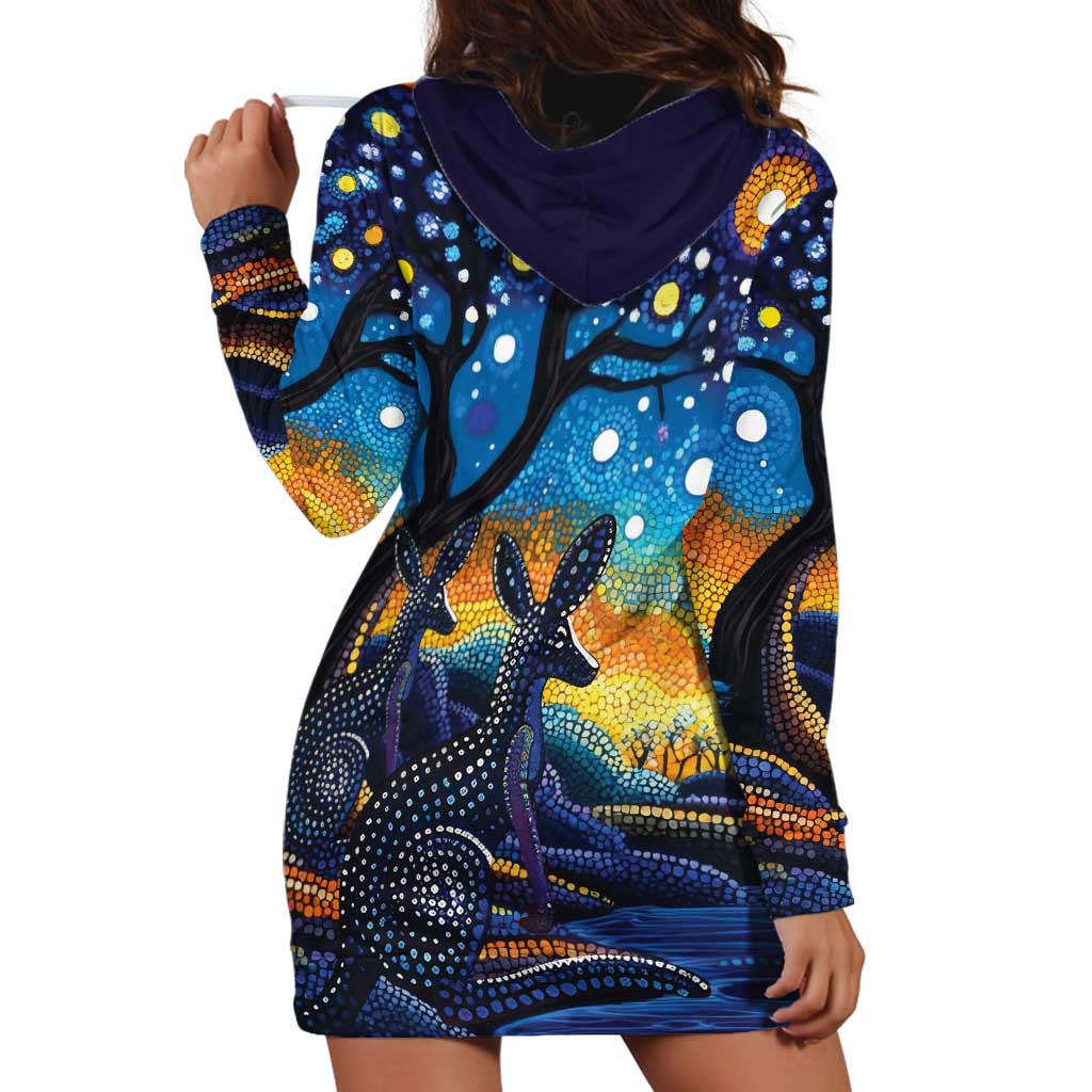 Australian Night Sky Landscape Hoodie Dress Aboriginal Dreamtime Story