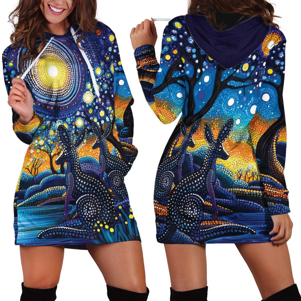 Australian Night Sky Landscape Hoodie Dress Aboriginal Dreamtime Story