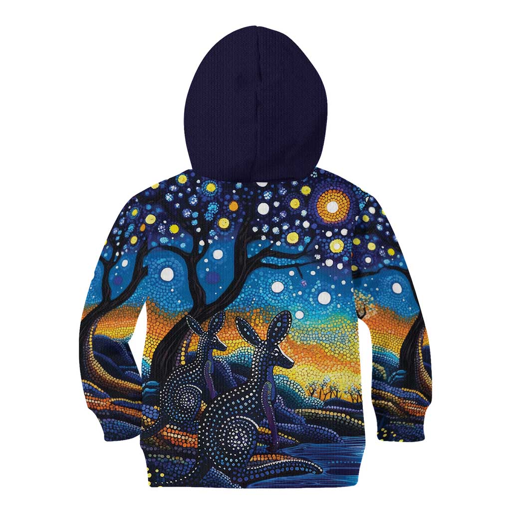 Australian Night Sky Landscape Kid Hoodie Aboriginal Dreamtime Story