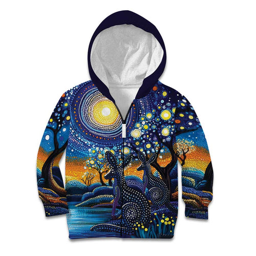 Australian Night Sky Landscape Kid Hoodie Aboriginal Dreamtime Story