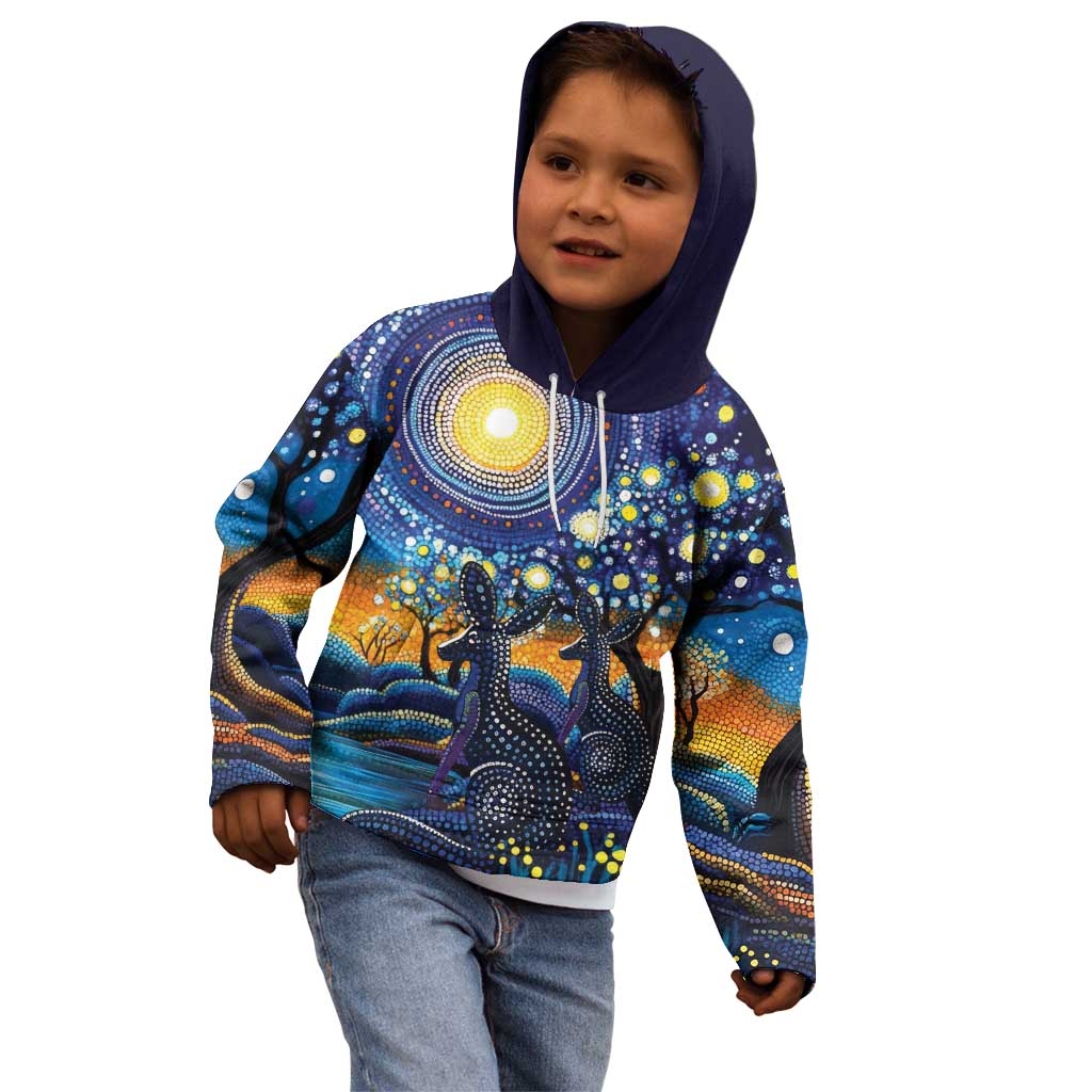 Australian Night Sky Landscape Kid Hoodie Aboriginal Dreamtime Story