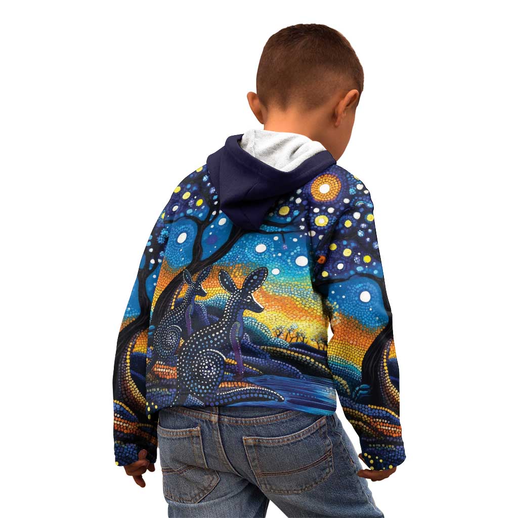 Australian Night Sky Landscape Kid Hoodie Aboriginal Dreamtime Story