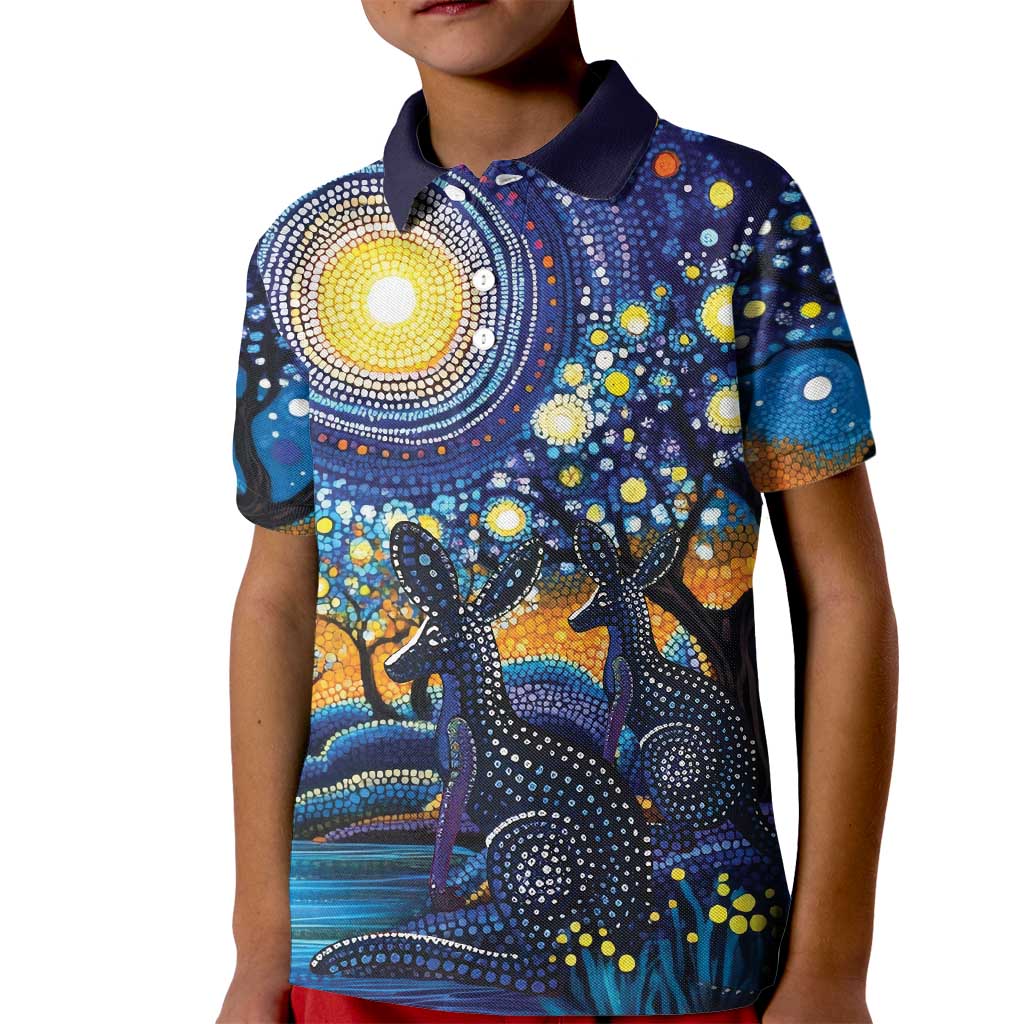 Australian Night Sky Landscape Kid Polo Shirt Aboriginal Dreamtime Story