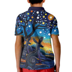 Australian Night Sky Landscape Kid Polo Shirt Aboriginal Dreamtime Story