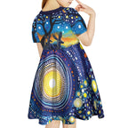 Australian Night Sky Landscape Kid Short Sleeve Dress Aboriginal Dreamtime Story