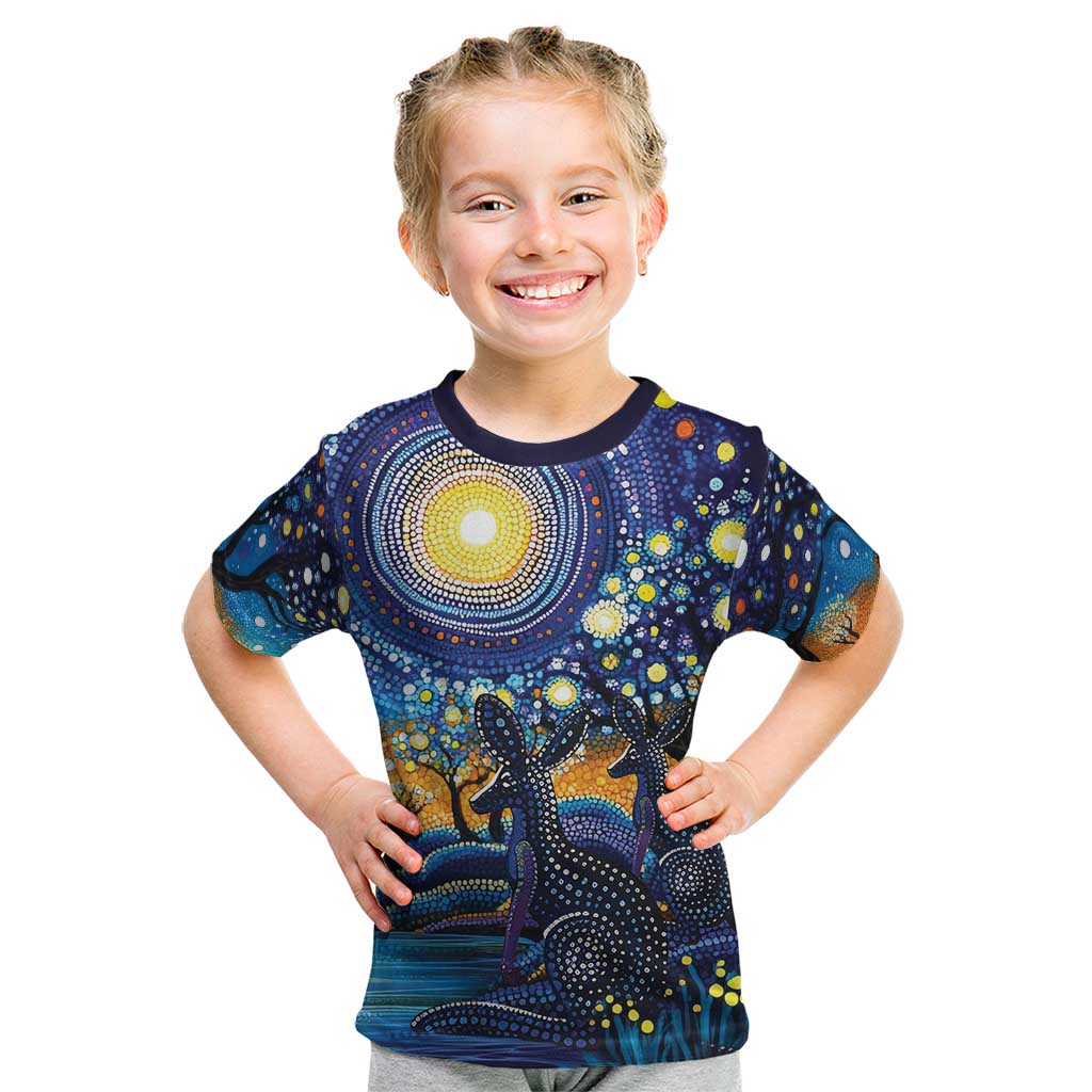 Australian Night Sky Landscape Kid T Shirt Aboriginal Dreamtime Story
