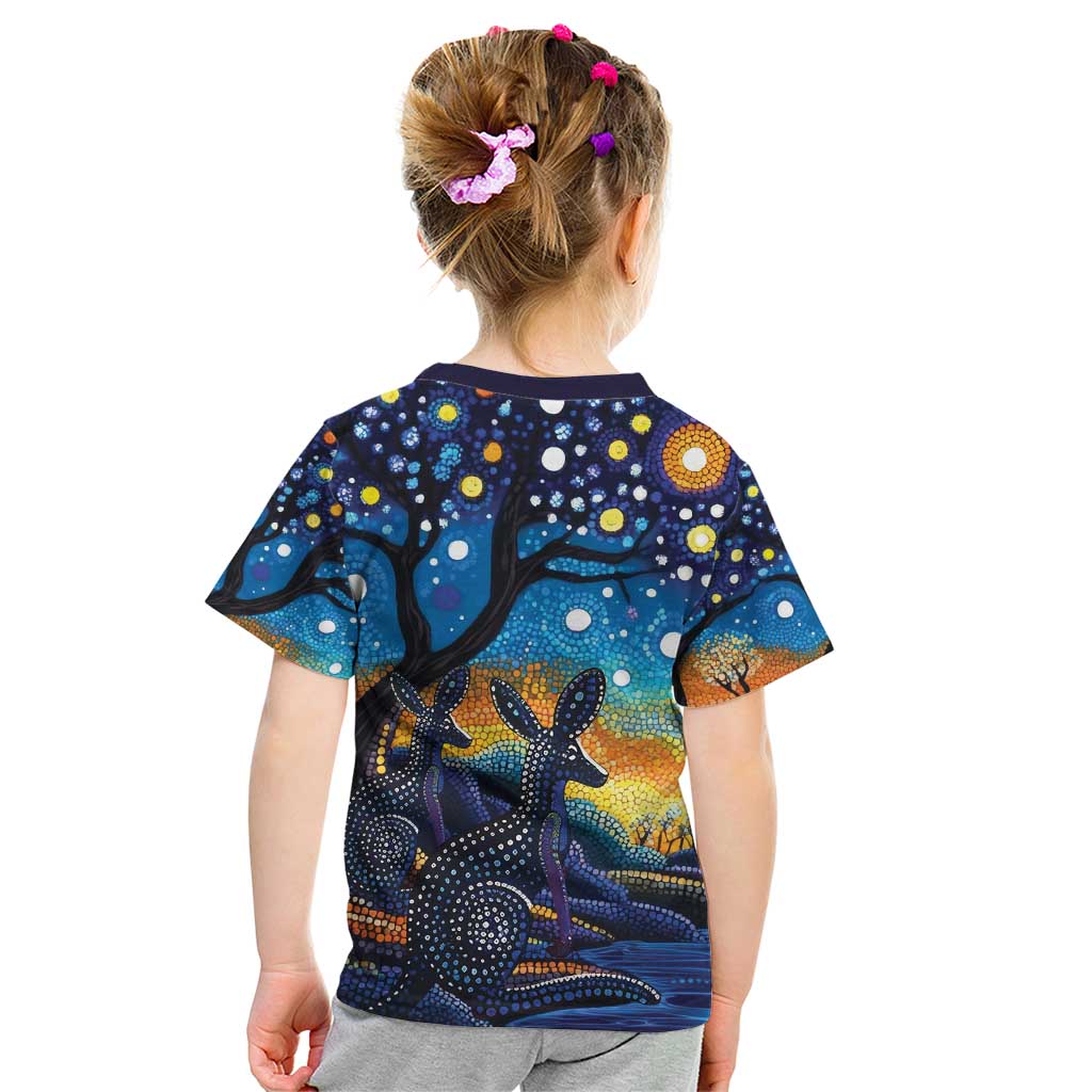 Australian Night Sky Landscape Kid T Shirt Aboriginal Dreamtime Story