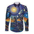 Australian Night Sky Landscape Long Sleeve Button Shirt Aboriginal Dreamtime Story