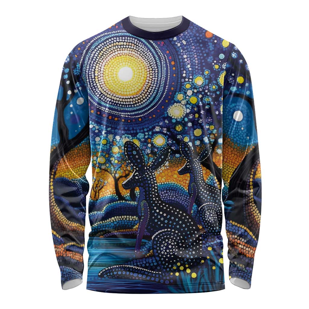 Australian Night Sky Landscape Long Sleeve Shirt Aboriginal Dreamtime Story