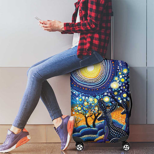 Australian Night Sky Landscape Luggage Cover Aboriginal Dreamtime Story