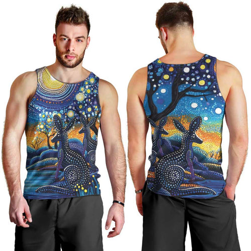 Australian Night Sky Landscape Men Tank Top Aboriginal Dreamtime Story