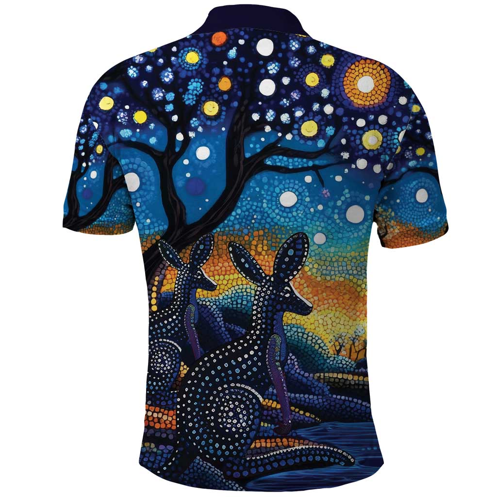 Australian Night Sky Landscape Polo Shirt Aboriginal Dreamtime Story