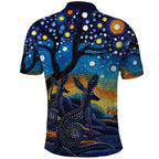 Australian Night Sky Landscape Polo Shirt Aboriginal Dreamtime Story