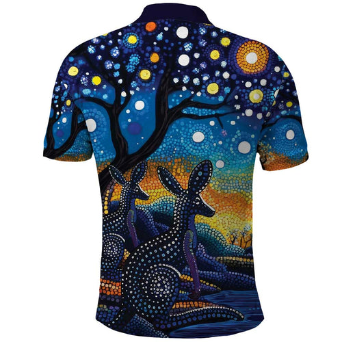Australian Night Sky Landscape Polo Shirt Aboriginal Dreamtime Story