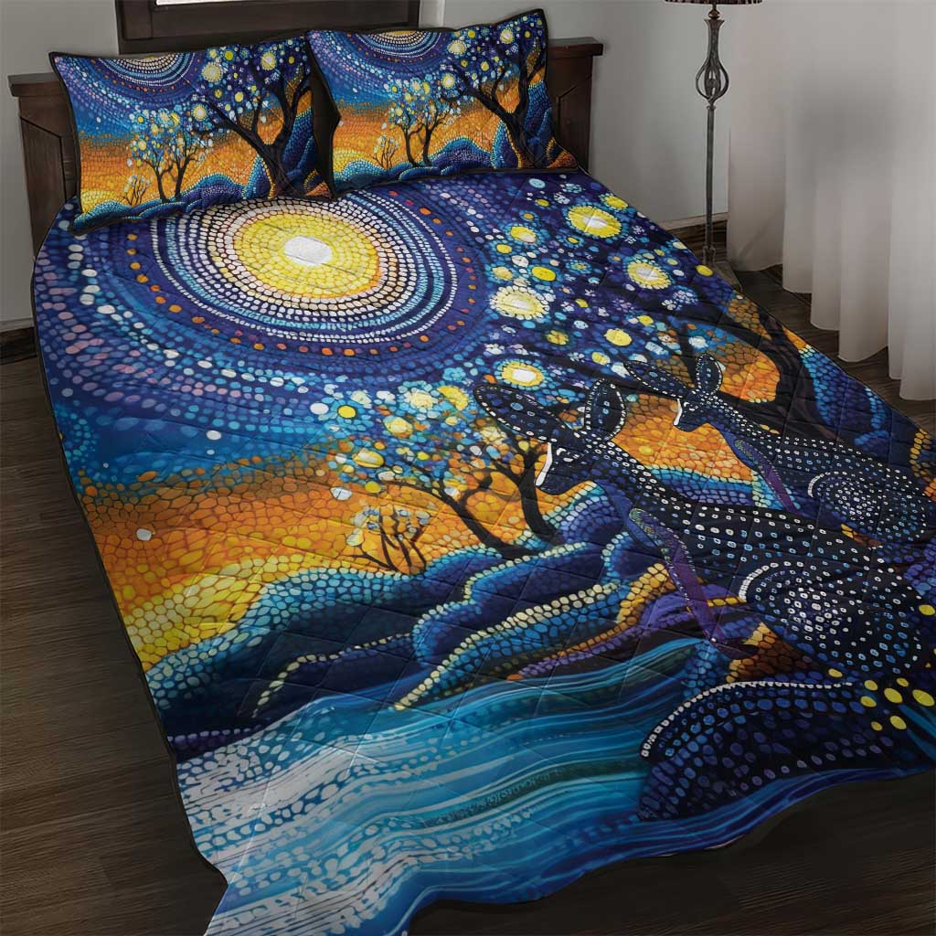 Australian Night Sky Landscape Quilt Bed Set Aboriginal Dreamtime Story