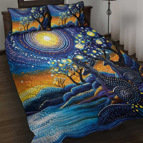 Australian Night Sky Landscape Quilt Bed Set Aboriginal Dreamtime Story