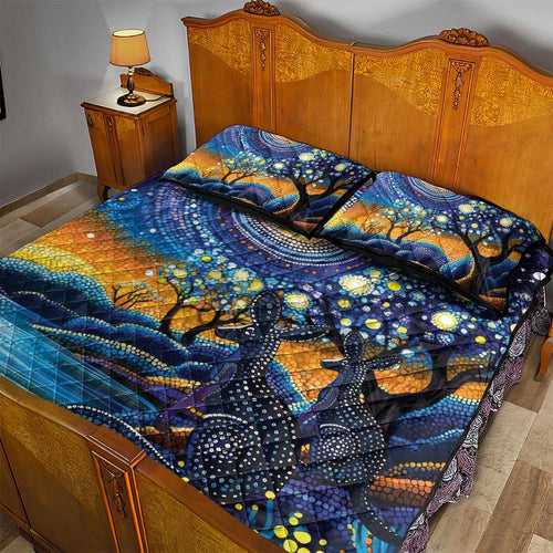 Australian Night Sky Landscape Quilt Bed Set Aboriginal Dreamtime Story