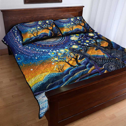 Australian Night Sky Landscape Quilt Bed Set Aboriginal Dreamtime Story