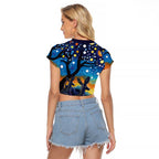 Australian Night Sky Landscape Raglan Cropped T Shirt Aboriginal Dreamtime Story