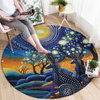 Australian Night Sky Landscape Round Carpet Aboriginal Dreamtime Story